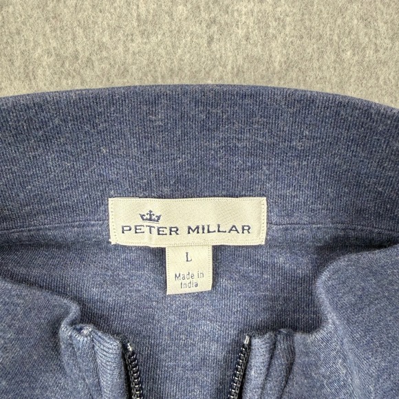 Peter Millar Sweater Mens Large Blue Performance Quarter Zip Golf Roark Logo - Picture 7 of 11
